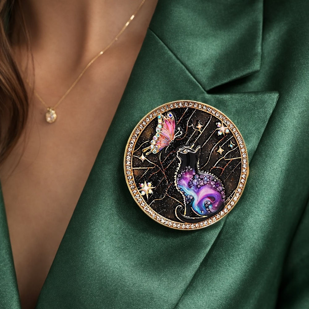 Butterfly Noire Purple Royal Cat Brooch